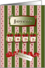 Joyeux Noel with Red Bows & Pine Swag, From Our New Address. card