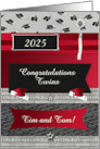 Graduation Congratulations for Twins, Cap & Diploma, Red, Custom Text card