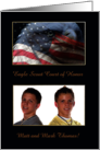 Eagle Close up with American Flag, Eagle Scout Award, Photo Card