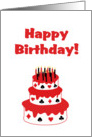 Bridge Themed Birthday, Cake with Diamonds, Hearts, Spades, and Clubs card