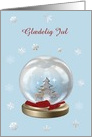 Snow Globe Deer, Tree & Snowflakes, Merry Christmas in Danish card