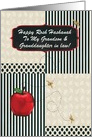 Rosh Hashanah, Red Apple & Gold Bees, Custom Text, Grandson & Wife card