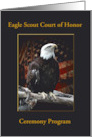 Eagle & Flag Scout Court of Honor Ceremony Program, Custom Text, Blue card