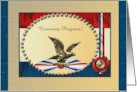 Bronze Eagle In Circle of Stars on Patriotic Vintage Ceremony Program card