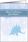 Stegosaurus Dinosaur & Snowflakes, Custom Text, Great Nephew, 1st card