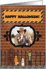 Girl Witch, Ghost, & Frankenstein, Halloween, Photo Card
