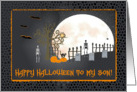 Spooky Graveyard, Happy Halloween To my Son card