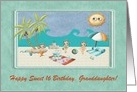Granddaughter Sweet 16th Birthday, Beach Theme, Custom Text card