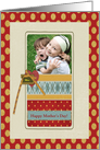 Heart with Ribbon on Dots and Plaid Photo Card, Mother’s Day! card