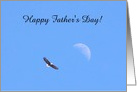 Eagle Flying to the Moon. Happy Father’s Day card