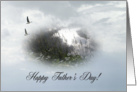 Geese Flying Over River with Flower, Father’s Day card