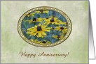 Blackeyed Susans in Gold Oval Frame, Anniversary, Custom text card