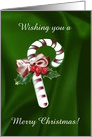 Candy Cane with Holly Berries , Merry Christmas, Custom Text card
