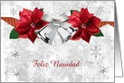 Silver Bells, Poinsettias & Snowflakes, Feliz Navidad, Custom Text card