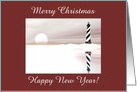 Lighthouse in the Winter, Merry Christmas, Custom Text card