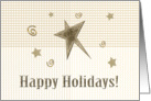Gold Holiday Stars, Happy Holidays card