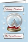 Snow Globe with Deer, Tree & Snowflakes, Happy Holidays, Custom Text card