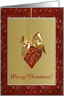 Red Heart with Jewels Ornament, Merry Christmas, Custom Text card