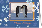 Emperor penguins with Snowflakes, Merry Christmas card