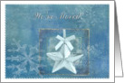 Snowflakes & Star, Beautiful Blue and Snowflake Design, We’ve Moved card