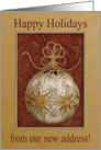 Golden Snowflake Ornament, Happy Holidays from our new address card