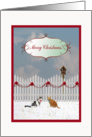 Cats Listening to a Bird Sing, Merry Christmas to Piano Teacher card