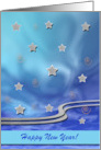 Reach for the Stars in the New Year, Stars on Blue, Custom Text card