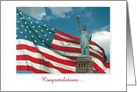 Congratulations on Becoming a U.S. Citizen, Statue of Liberty & Flag card