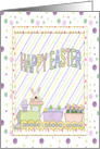 Train with Bunny Rabbit, Flowers, & Eggs, Happy Easter, To Cousin card