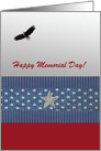 Eagle Flying High on Silver Background, Big Silver Star, Memorial Day card