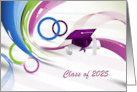 2025 Graduates, Congratulations, Colorful Waves & Circles, Custom Text card