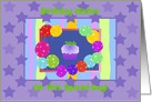 70th Birthday Wishes, Colorful Cupcake and Balloons card