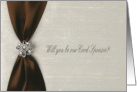 Cord Sponsor, Brown Satin Ribbon with Jewel card