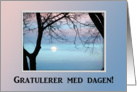 Gratulerer med dagen!, Happy Birthday in Norwegian, Pastel Sky card