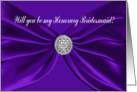 Purple Satin Sash, Will you be my Honorary Bridesmaid? card
