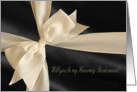 Will you be my Honorary Bridesmaid?, Cream Bow on Black card