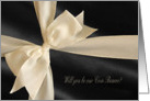 Cream Satin Bow on Black, Will you be our Coin Bearer? card