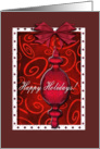 Happy Holidays Ruby Red Glass Ornament Customer Thank you card