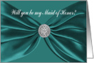 Emerald Green Satin Sash, Will you be my Maid of Honor? card