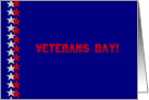 Veterans Day in Patriotic Font, Stars of Red and White on Blue card