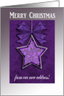 Purple Star with Bow, Merry Christmas from our new address card