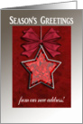 Big Beautiful Star of Christmas Red, Season’s Greetings, New Address card