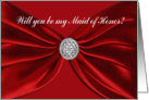 Red Satin Sash, Maid of Honor Request card