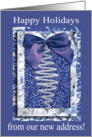 Silver and Blue Ornament, Happy Holidays from our new address card