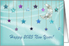 Happy New Year Crescent Moon & Hanging Stars 2025 Custom Text card