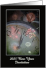 2025 New Year Invitation Clock and Fireworks Custom Text card