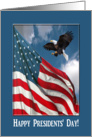 Happy Presidents’ Day!, Eagle Flying and Flag card