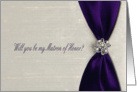 Deep Purple Satin Ribbon with Jewel, Matron of Honor? card