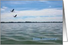 Geese Flying over Lake, Employee Anniversary card