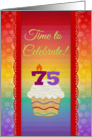 Cupcake with Number Candles, Time to Celebrate 75 Years Old Invitation card